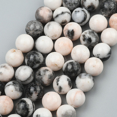 Natural Pink Zebra Jasper Beads Strands G-P231-01-10mm-1