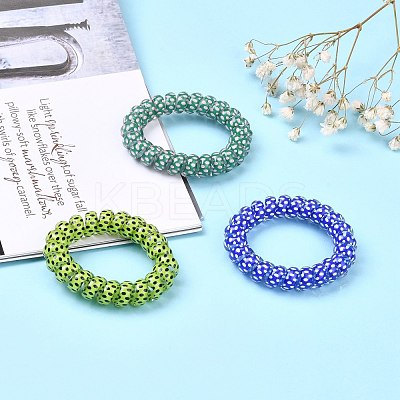 Printed Plastic Telephone Cord Elastic Hair Ties OHAR-R111-15-1