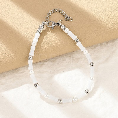304 Stainless Steel Beaded Bracelets for Women BJEW-M056-08P-03-1
