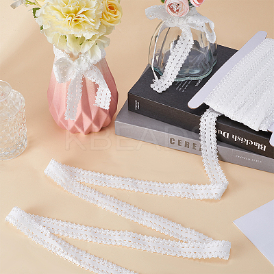 20M Polyester Stretch Frilly Edge Lace Ribbon OCOR-GF0003-37F-1