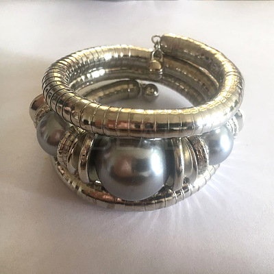 Alloy & Iron & Resin Round Beaded Bangles for Women FS-WG7222A-15-1