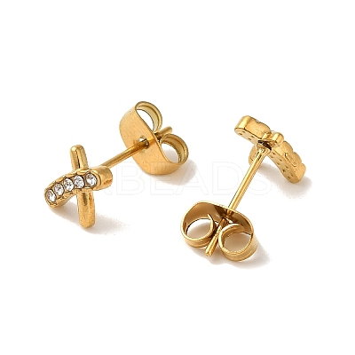 304 Stainless Steel Crystal Rhinestone Stud Earrings for Women EJEW-C094-01B-G-1