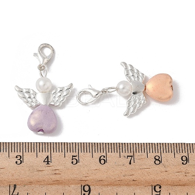 Heart-shape Angel Acrylic Pendant Decorations HJEW-XCP0001-28-1