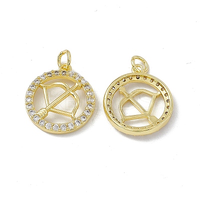 Real 18K Gold Plated Brass Micro Pave Clear Cubic Zirconia Pendants KK-E068-VB409-9-1