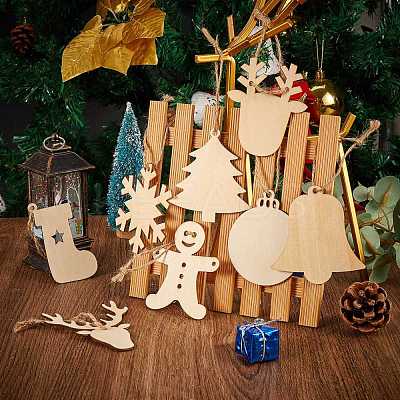8 Bag 8 Style Unfinished Natural Wood Cutouts Ornaments WOOD-SZ0001-17-1