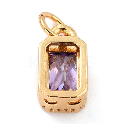 Real 18K Gold Plated Brass Inlaid Cubic Zirconia Charms ZIRC-L100-075G-01-1