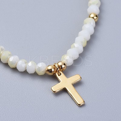 Electroplate Glass Braided Beads Bracelets BJEW-JB04311-06-1