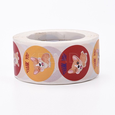 Flat Round Paper Thank You Stickers DIY-C042-12F-1