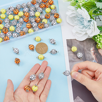 80Pcs 4 Styles Acrylic Ball Connector Charms FIND-HY0001-66-1