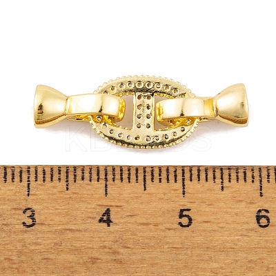 Rack Plating Brass Micro Pave Clear Cubic Zirconia Fold Over Clasps KK-K367-06G-1