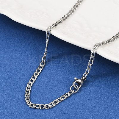 Non-Tarnish 201 Stainless Steel Curb Chains Necklaces NJEW-R063-39P-1