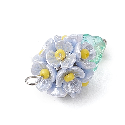 Glass Seed Beaded Flowerpot Pendants PALLOY-MZ00520-03-1