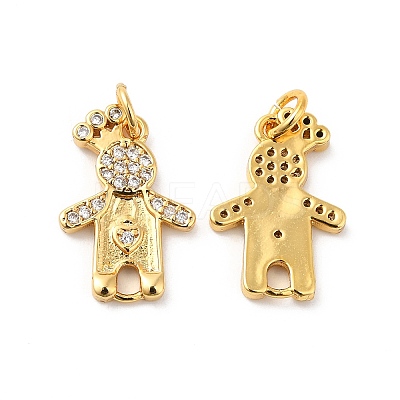 Rack Plating Brass Micro Pave Cubic Zirconia European Dangle Charms KK-D075-01G-1