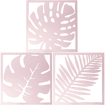 3Pcs Leaf Acrylic Mirror-Like Wall Stickers DIY-WH0304-722A-1