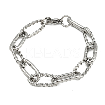 304 Stainless Steel Paperclip Chain Bracelets for Women Men BJEW-Z143-24P-1