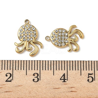 304 Stainless Steel Rhinestone Pendants Ion Plating(IP) STAS-V015-06G-1