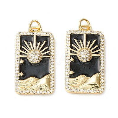 Rack Plating Brass Micro Pave Clear Cubic Zirconia Pendants KK-D073-24G-01-1