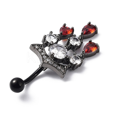 Hyacinth Rhinestone Charm Dangle Belly Rings AJEW-D053-01A-EB-1