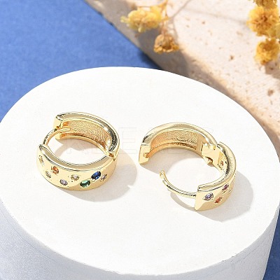 Brass Micro Pave Cubic Zirconia Hoop Earrings LS-EJEW-H152-01D-G-1