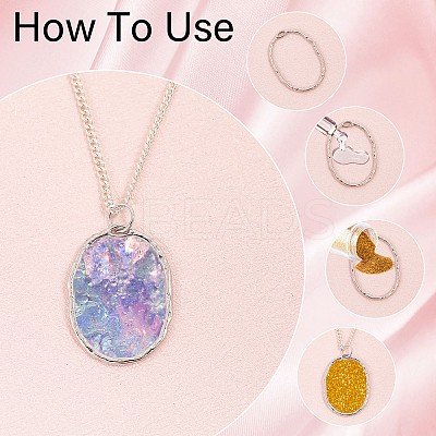 64Pcs 2 Styles Alloy Open Back Bezel Pendants FIND-CA0009-34B-1