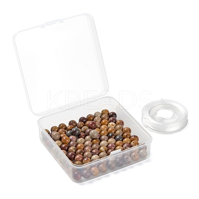 100Pcs 8mm Natural Mookaite Round Beads DIY-LS0002-57-1