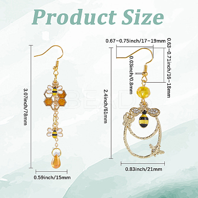 DIY Bees Alloy Enamel and Glass Beads Dangle Earrings Making Kits DIY-SC0030-82-1