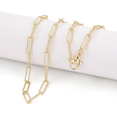 Brass Textured Paperclip Chain Necklace Making MAK-S072-03B-LG-1