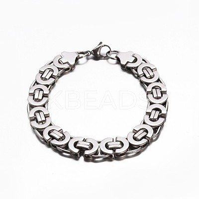 Tarnish Resistant 201 Stailess Steel Byzantine Chain Bracelets BJEW-G469-12P-1
