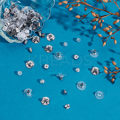 6 Styles 304 Stainless Steel & Silicone & 316 Surgical Stainless Steel Ear Nuts STAS-ME0001-01-1