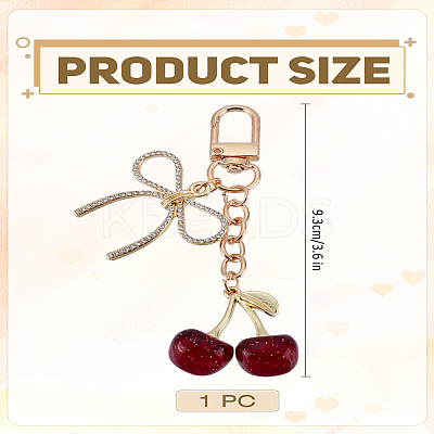 1Pc Cherry & Bowknot Alloy Resin Pendant Decorations HJEW-LP0001-75B-1