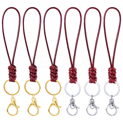 10Pcs 2 Colors Eco-Friendly Korean Waxed Polyester Cord Keychains KEYC-TA00034-1