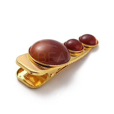 Natural Carnelian Alligator Hair Clips G-B042-03G-15-1