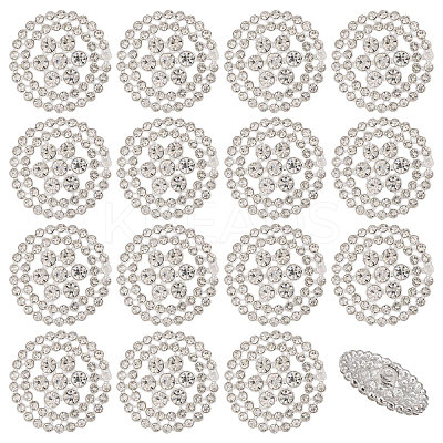 16Pcs 1-Hole Alloy Rhinestone Shank Buttons BUTT-CA0001-32-1
