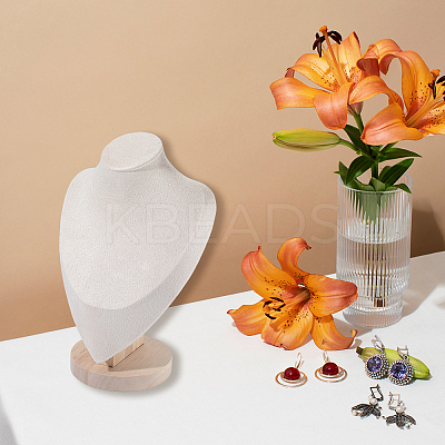 Bust Shaped Beech Covered with Velvet Necklace Display Stands NDIS-WH20010-02B-1
