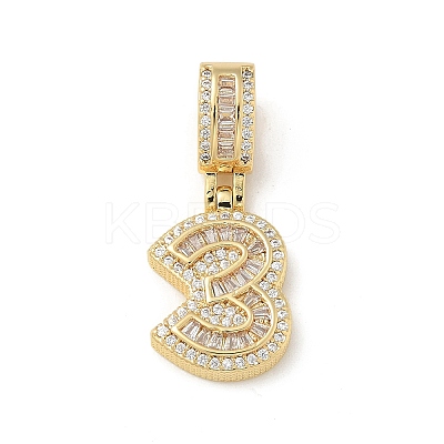 Brass Clear Cubic Zirconia European Dangle Charms LS-KK-R003-01G-03-1