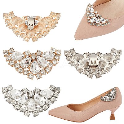 4Pcs 2 Colors Detachable Alloy Rhinestone Shoe Buckle Clips FIND-AR0005-05-1
