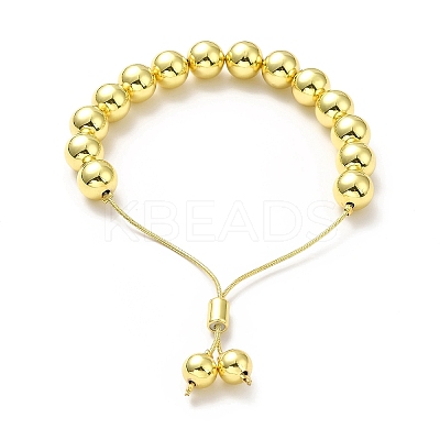 Rack Plating Brass Round Bead Slider Bracelets for Women X-BJEW-M232-01G-D-1