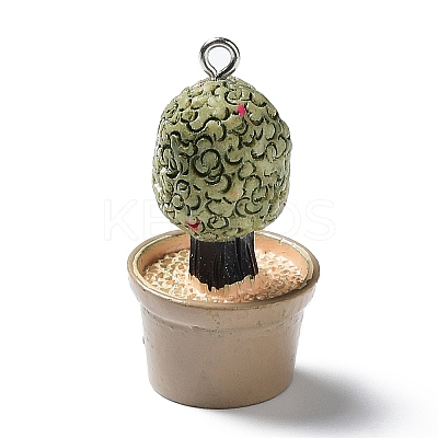 Cactus Pot Green Plant Resin Pendants CRES-B014-01-1