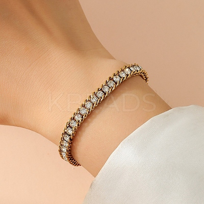 304 Stainless Steel Rhinestone Cup Chain Bracelets for Woman PW-WG34DD3-02-1