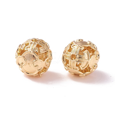 Brass Hollow Round Beads KK-P226-02CG-1