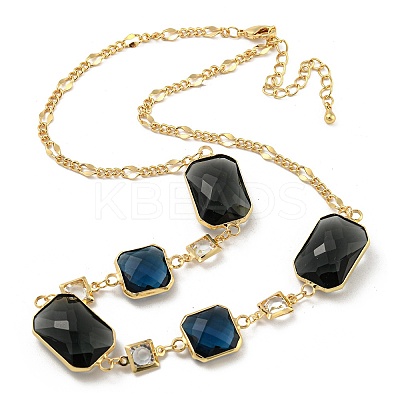 Faceted Rectangle Glass Beads Bib Necklaces NJEW-R263-11G-1