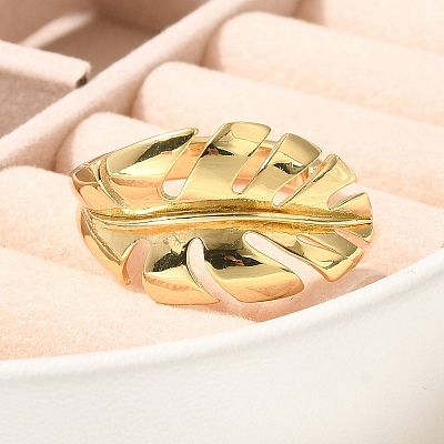 Rack Plating Brass Cuff Finger Rings for Women RJEW-C115-02G-1