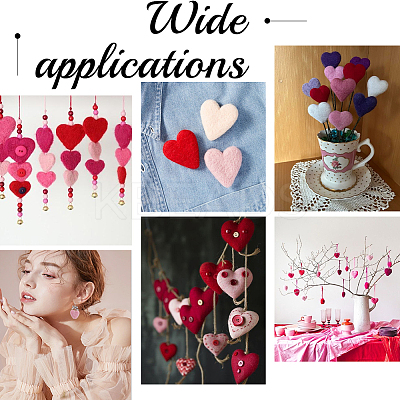 12Pcs Heart Wool Needle Felting Decoration DIY-SC0030-14A-1