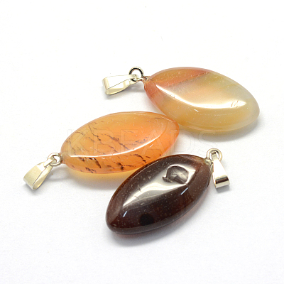 Horse Eye Dyed Natural Agate Pendants G-Q363-12-1