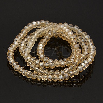 Pearl Luster Plated Faceted Rondelle Glass Beads Strands GLAA-A024C-PL05-1