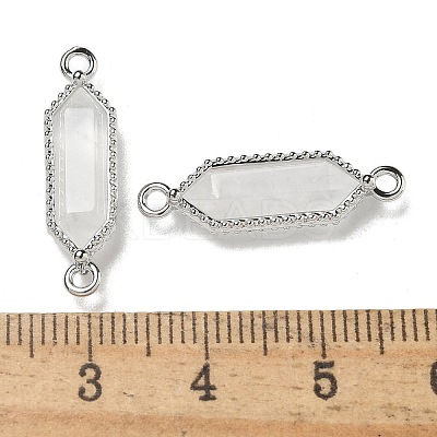 Natural Quartz Crystal Faceted Double Terminal Pointed Rock Crystal Hexagon Connector Charms G-G181-04P-01-1