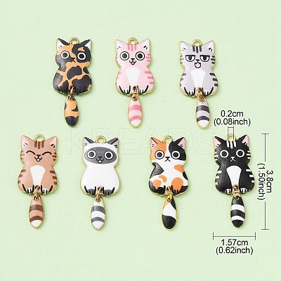 7Pcs 7 Style Light Gold Rack Plating Alloy Enamel Pendants ENAM-YW0003-64-1