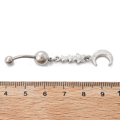 Alloy Crystal Rhinestone Dangle Curved Barbell Belly Rings LS-AJEW-R007-04P-02-1