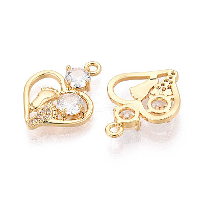Brass Micro Pave Clear Cubic Zirconia Pendants KK-T077-35G-1
