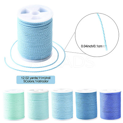 5 Rolls 5 Colors Round Waxed Polyester Cord YC-FS0001-02C-1